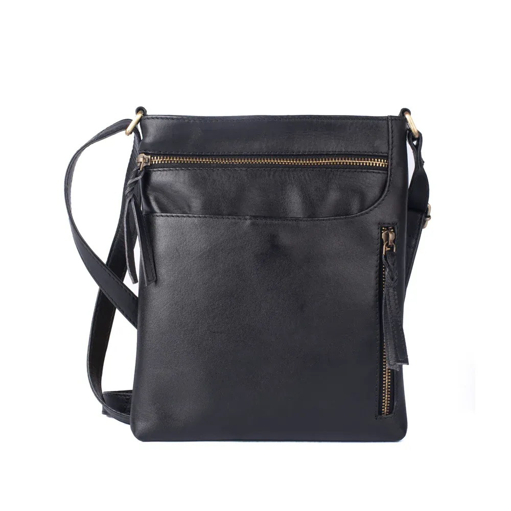Edith Leather Purse 118, Color: Black