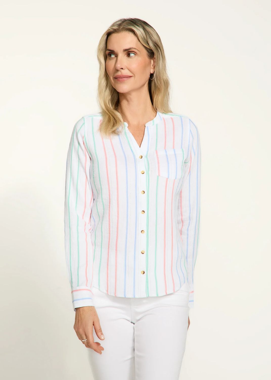 Long Sleeve Shirt 7227807, Color: Monte Carlo Stripe, Size: S