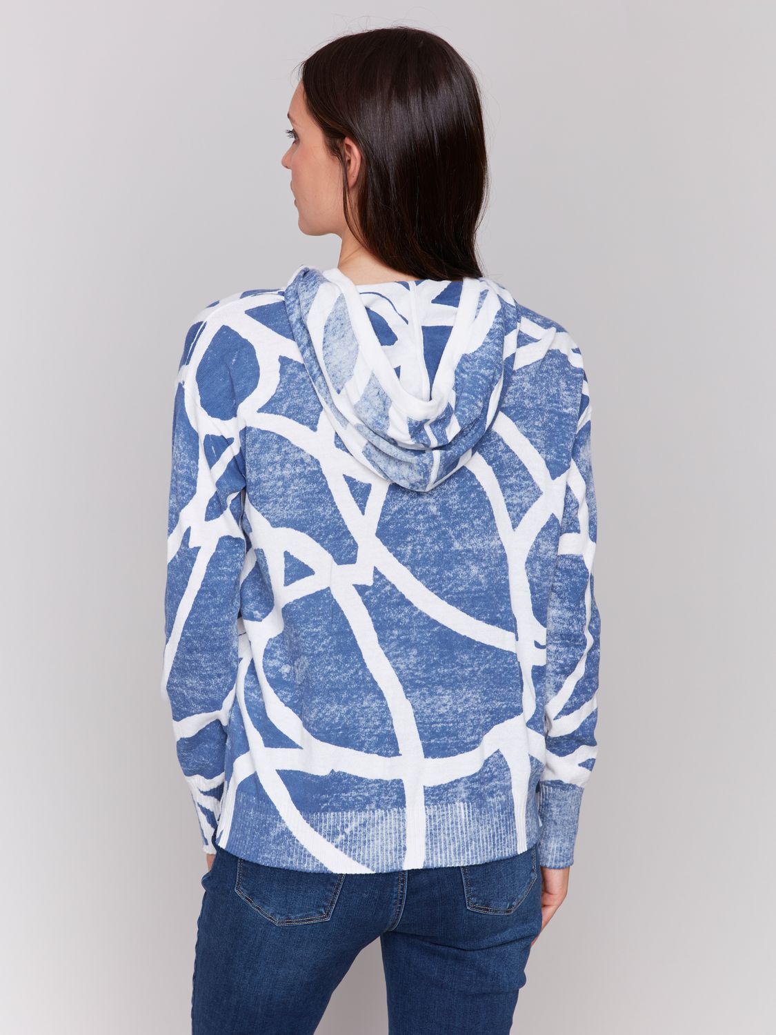 Reversible Cotton Hoodie Sweater C2616R/261B, Color: Denim, Size: XS