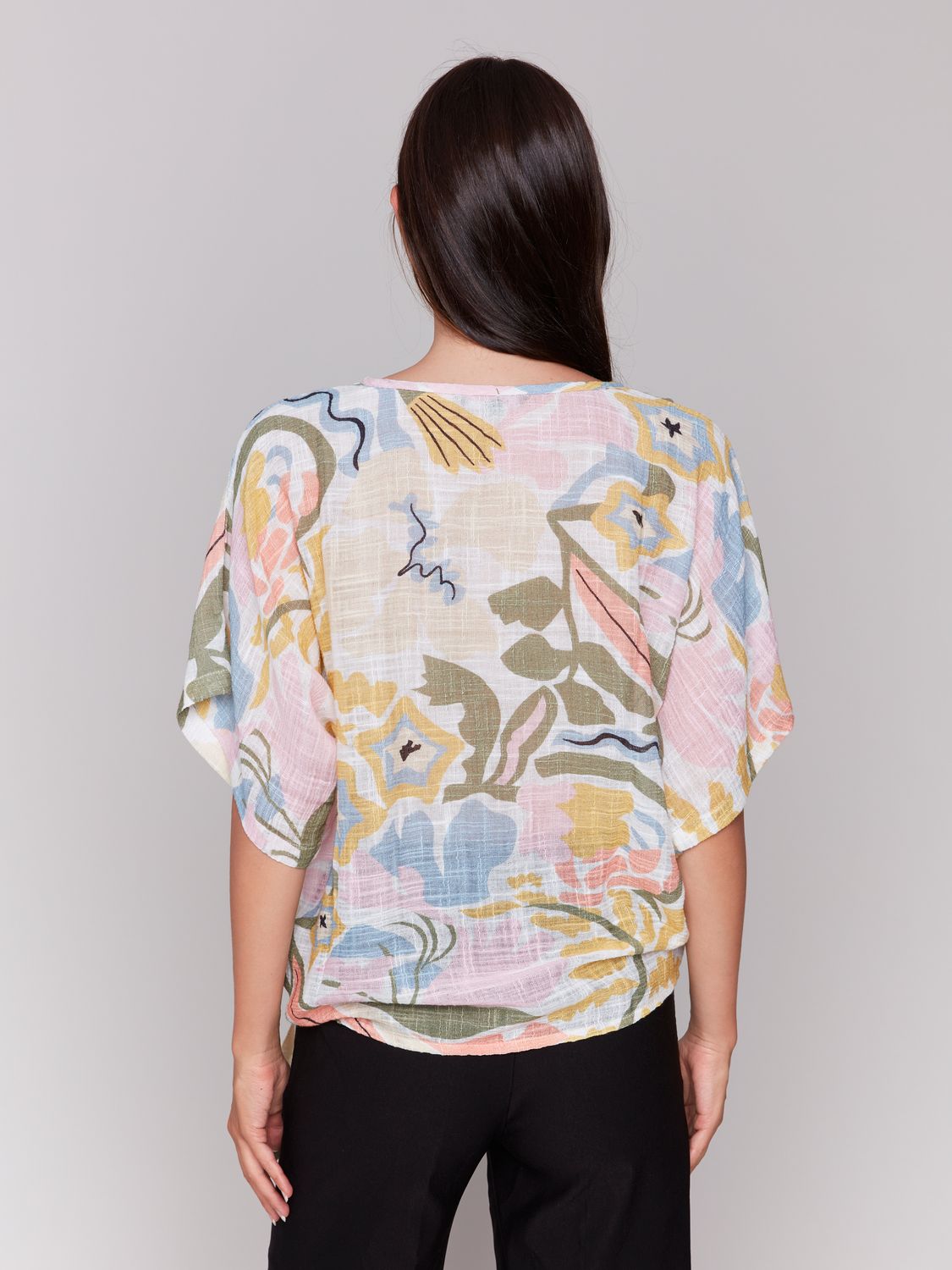 Digital Print Dolman Cotton Blouse C4403AD/274C, Color: Pastel, Size: XS