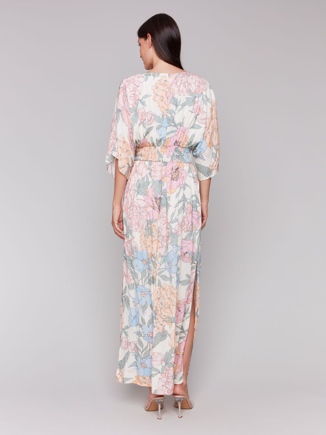 Dolman Short Sleeve Dress Maxi Dress C3201P/496B, Color: Dahlia, Size: XS