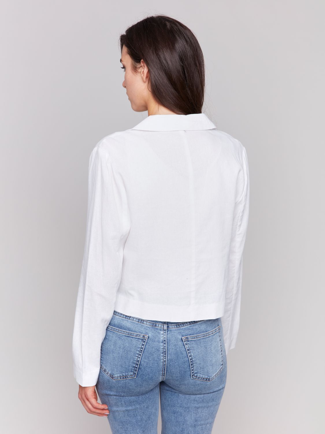 Crop Blazer With 1 Button C6361/229B, Color: White, Size: 6