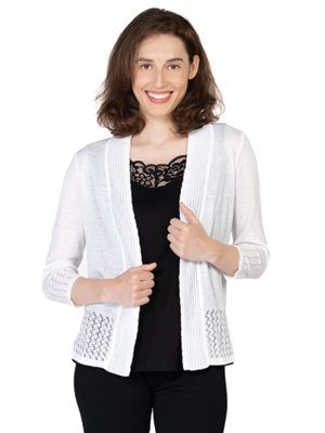 Open Cardigan V8102, Color: White, Size: S