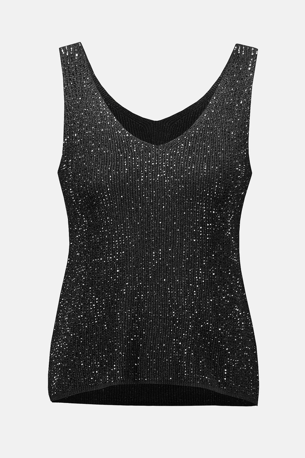 Metallic Knitted Camisole with Rhinestones 252915F25, Color: Black, Size: S