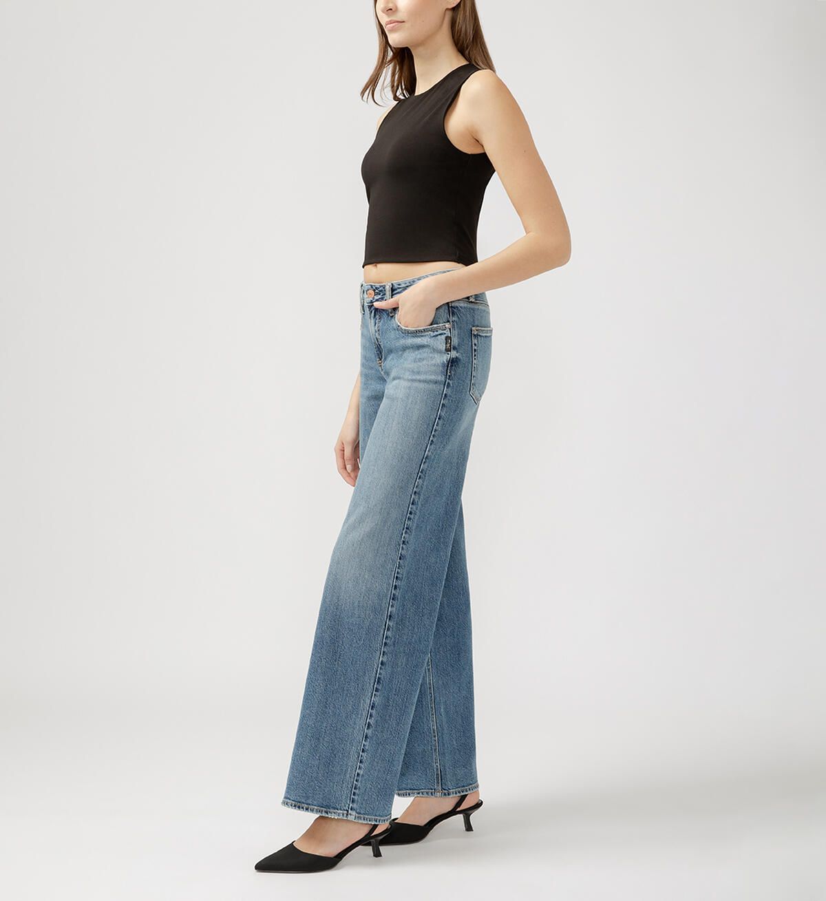 Suki Mid Rise Wide Leg Jeans L93905AMD376, Color: Indigo, Size: 27