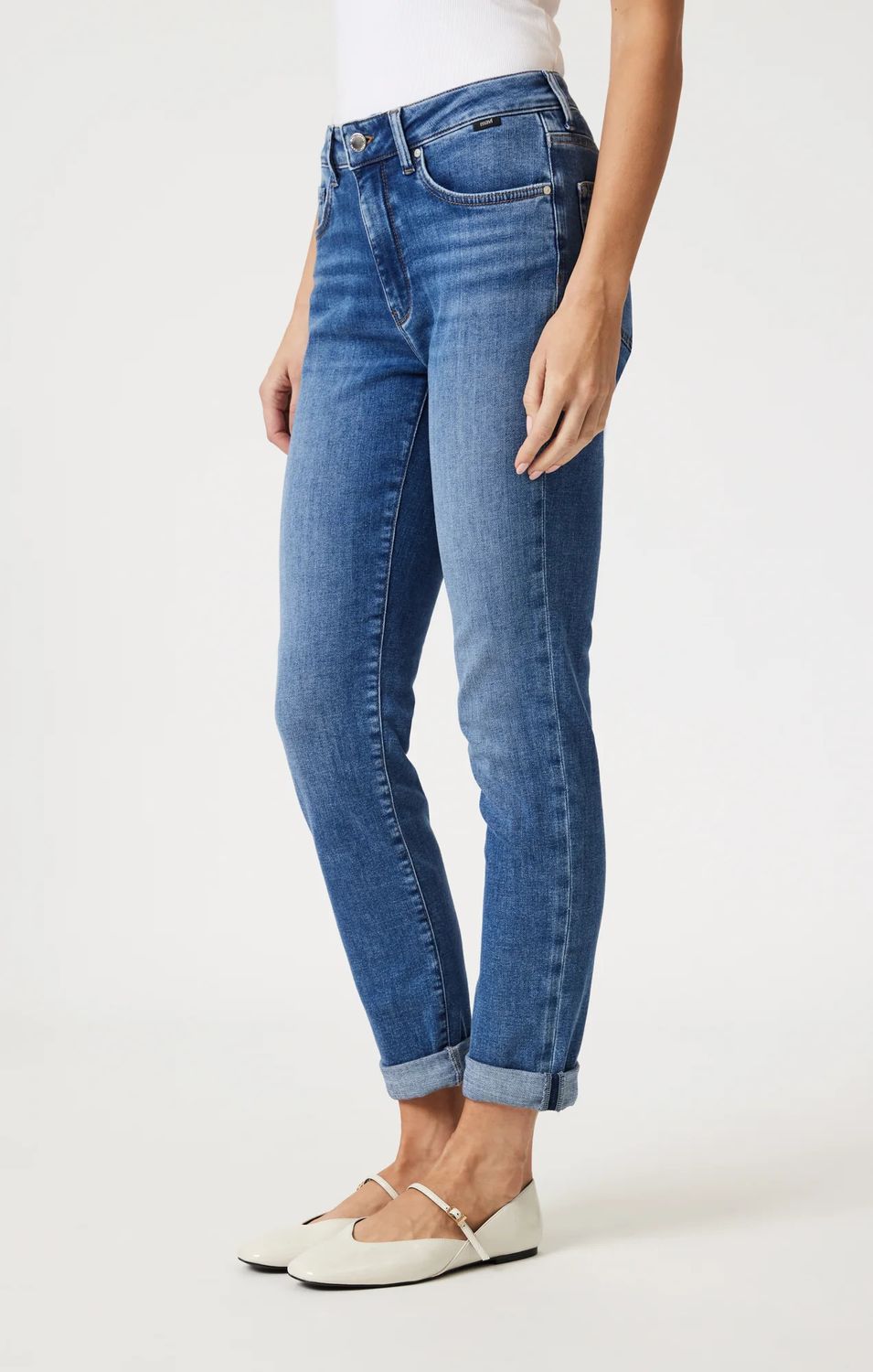 Kathleen Slim Boyfriend Jeans M101114-31316 , Color: Mid Feather Blue, Size: 25
