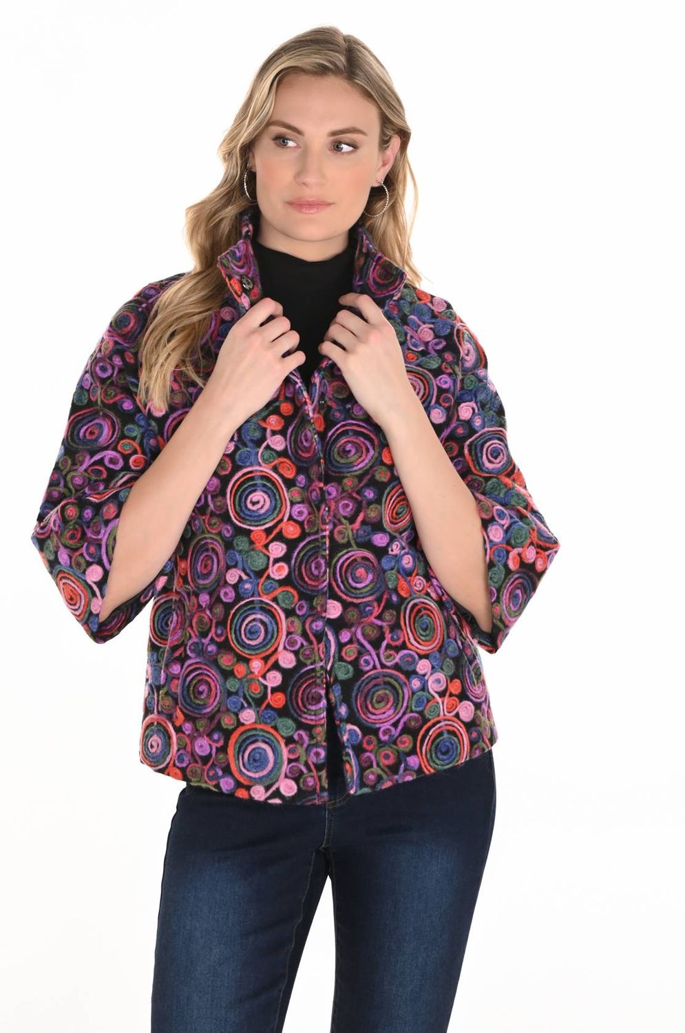 Knit Jacket 253830, Color: Purple Multi, Size: S