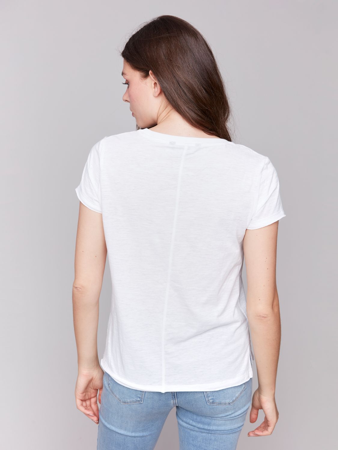 Short Sleeve Round Neck Cotton Slub T C1310TPK, Color: White, Size: S