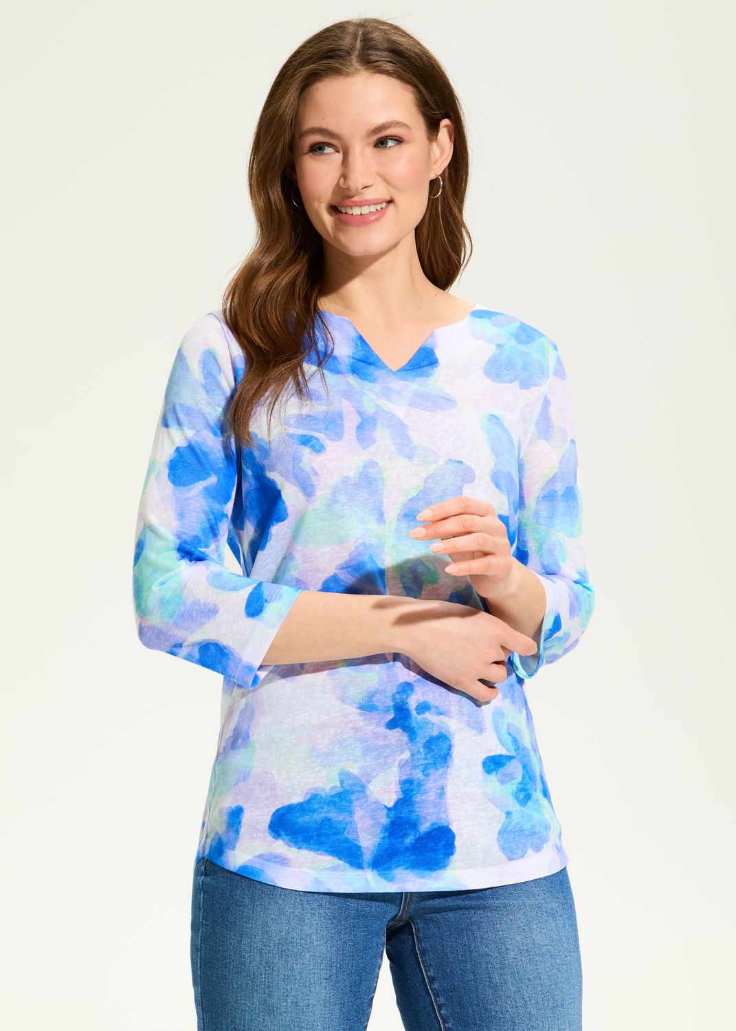 Watercress Notch Neck Top 3847451, Size: S