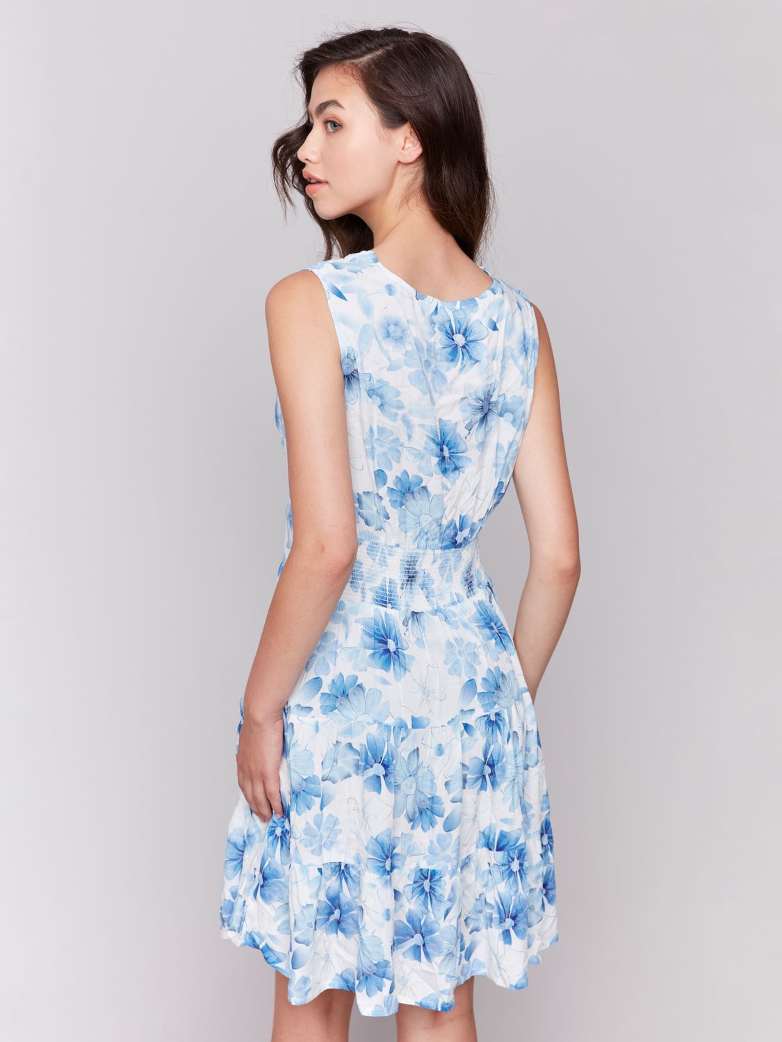 V Neck Dress With Tiers C3210P/808B, Color: Celestial, Size: XS