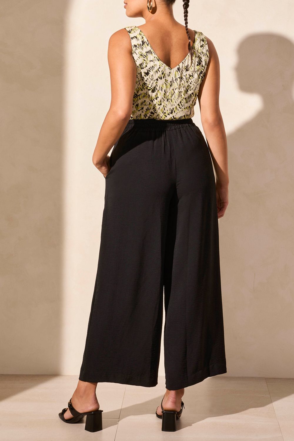 Flowy Pant With Elastic Tab 5729O/4835, Color: Black, Size: XS