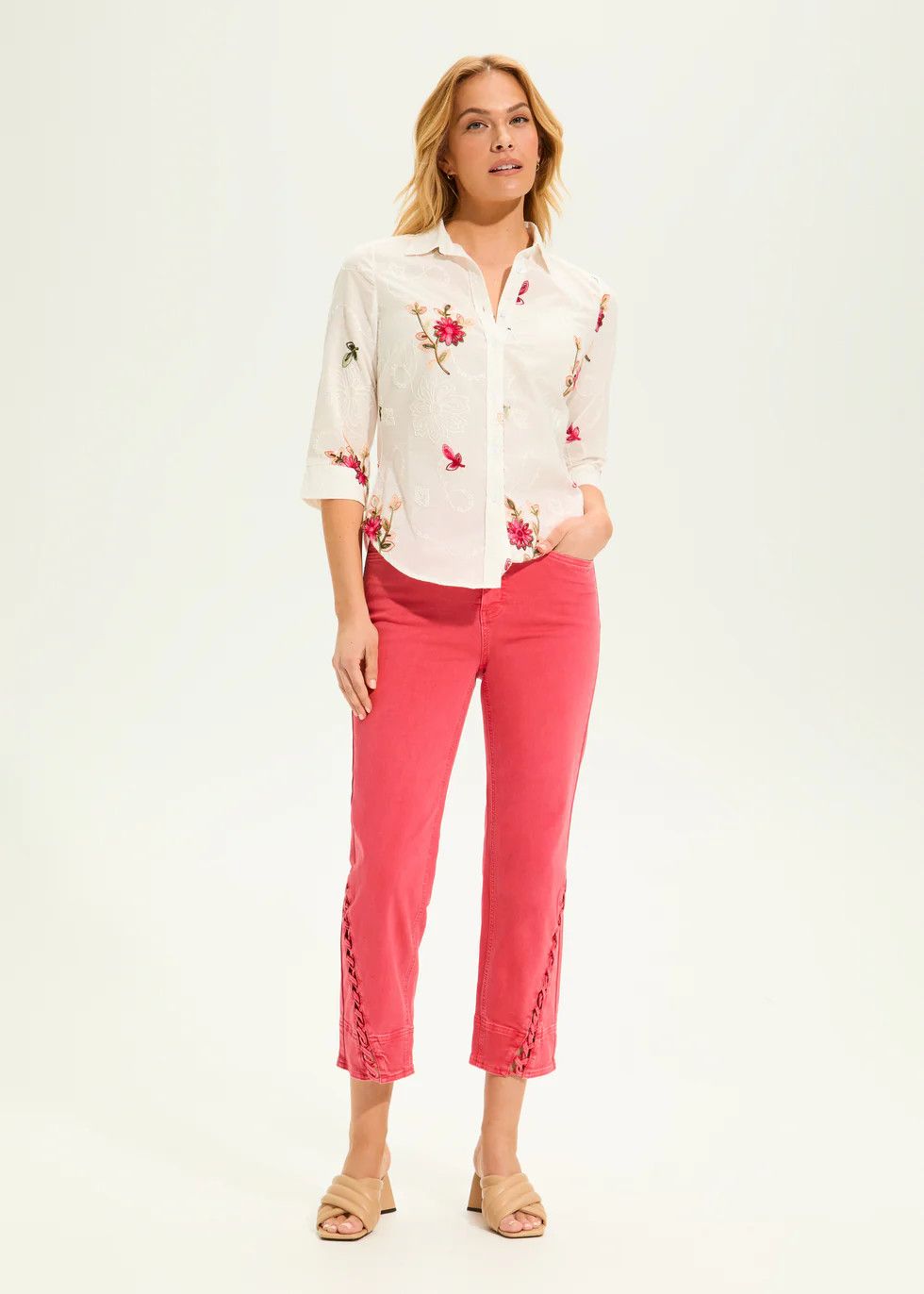 Classic Embroidered Voile Shirt 7443288, Color: White, Size: S