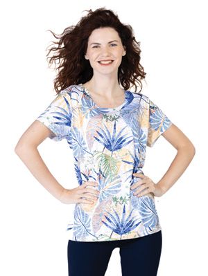 Printed Top V8120, Color: Blue Multi, Size: S