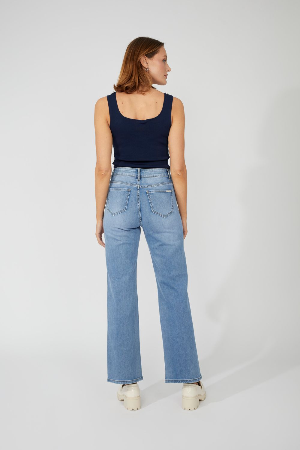 Embellished High-Waisted Denim Pant 251501, Color: Blue, Size: S