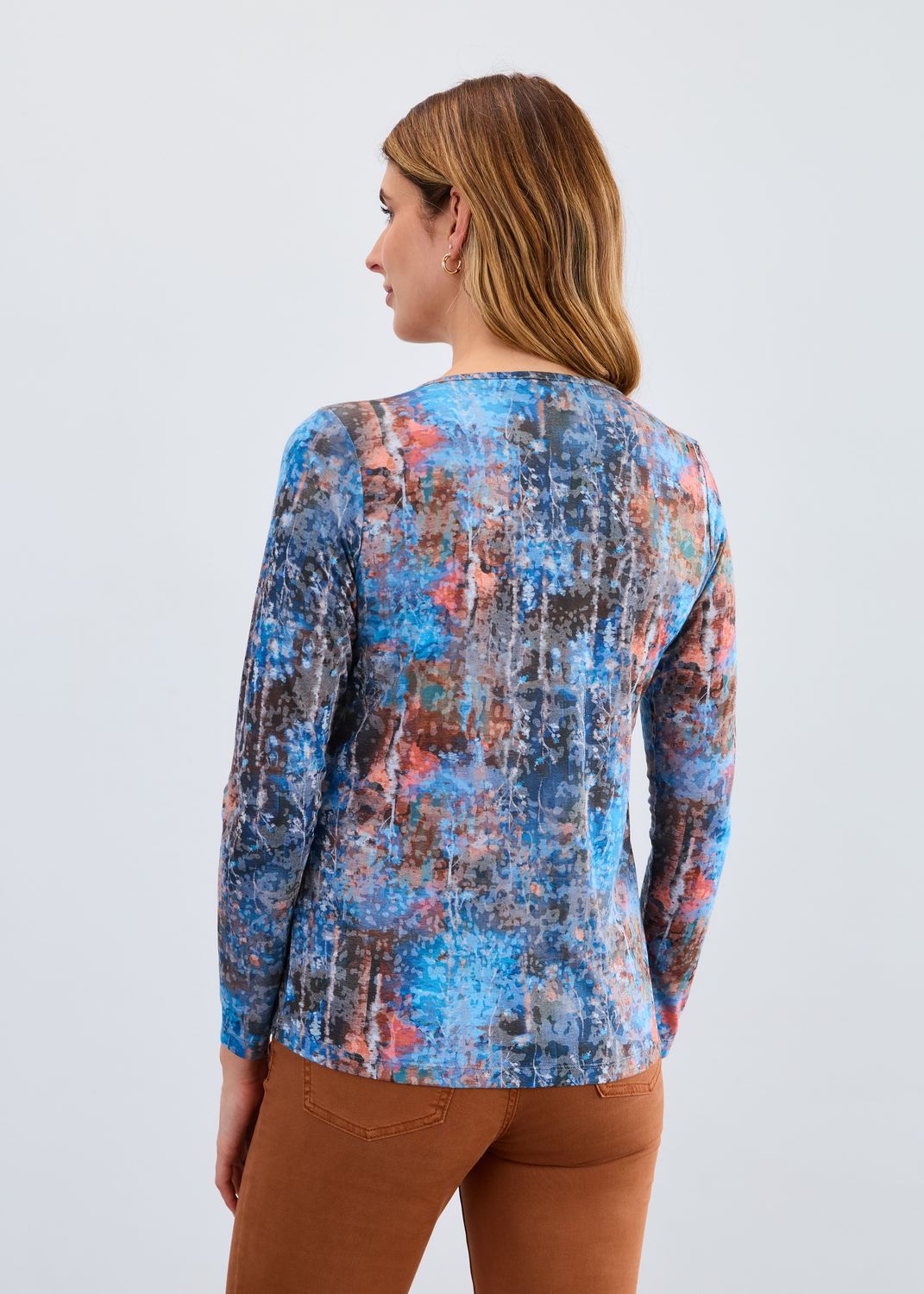 Long Sleeve V-Neck Top 3390844, Color: WhiteChape, Size: S