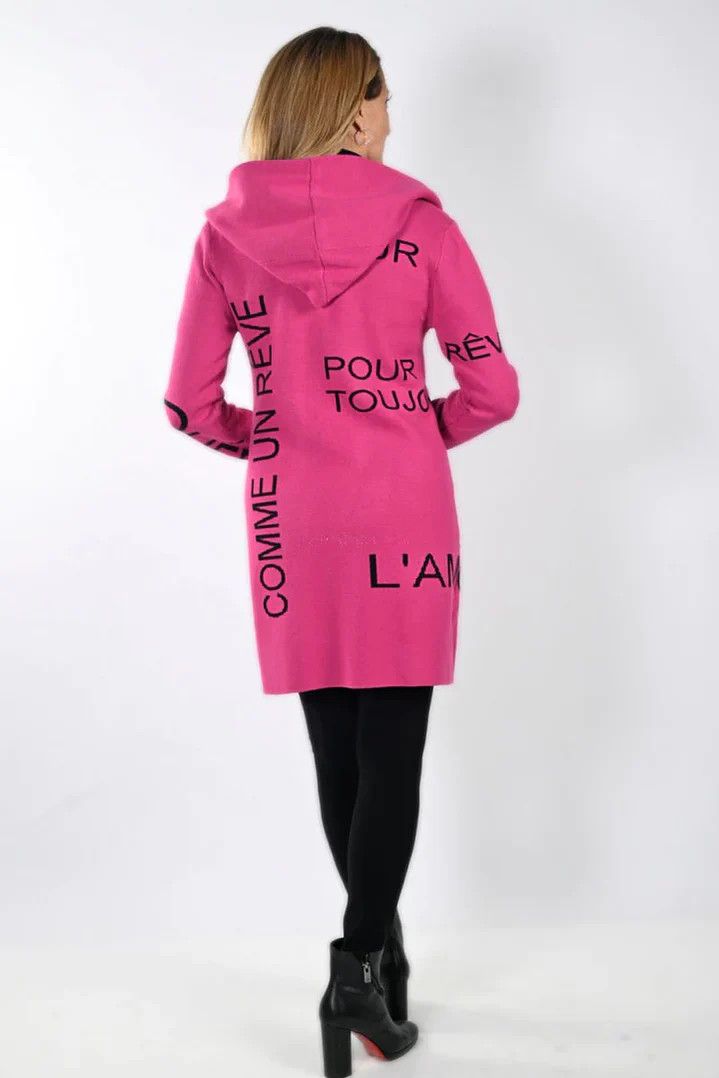 Knit Cover Up 214144, Color: Fuchsia/Black, Size: S