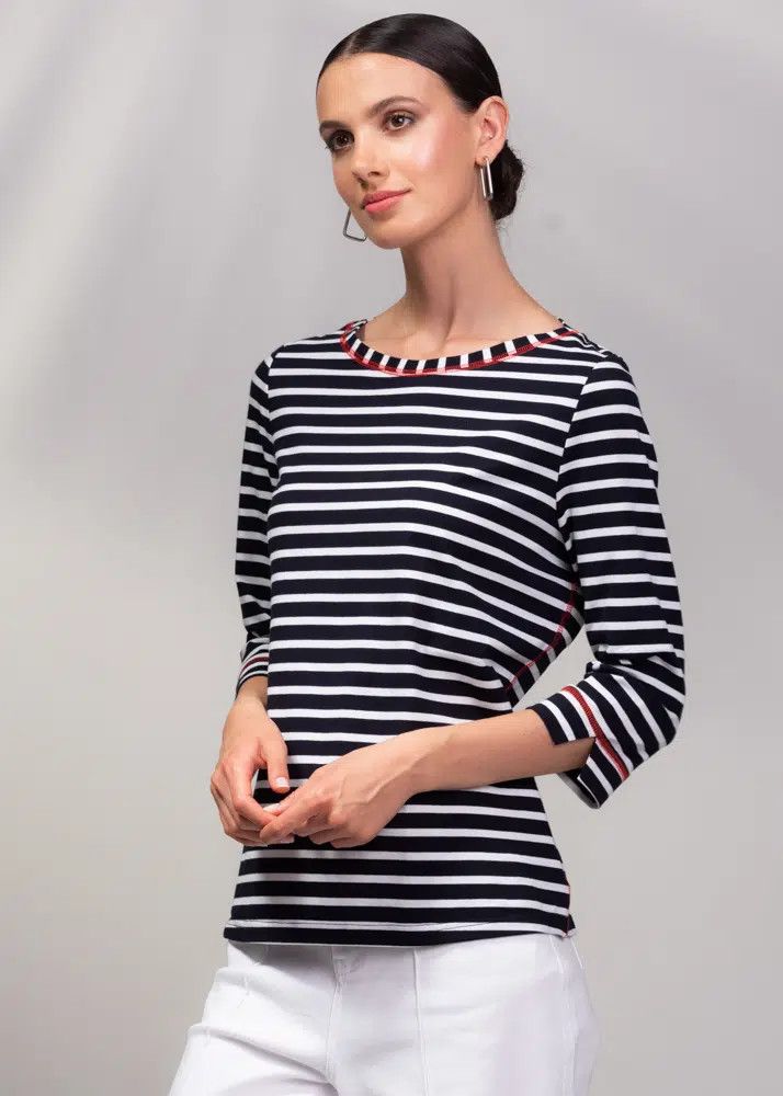 Nautical Top A45418, Color: Navy Stripe, Size: XS