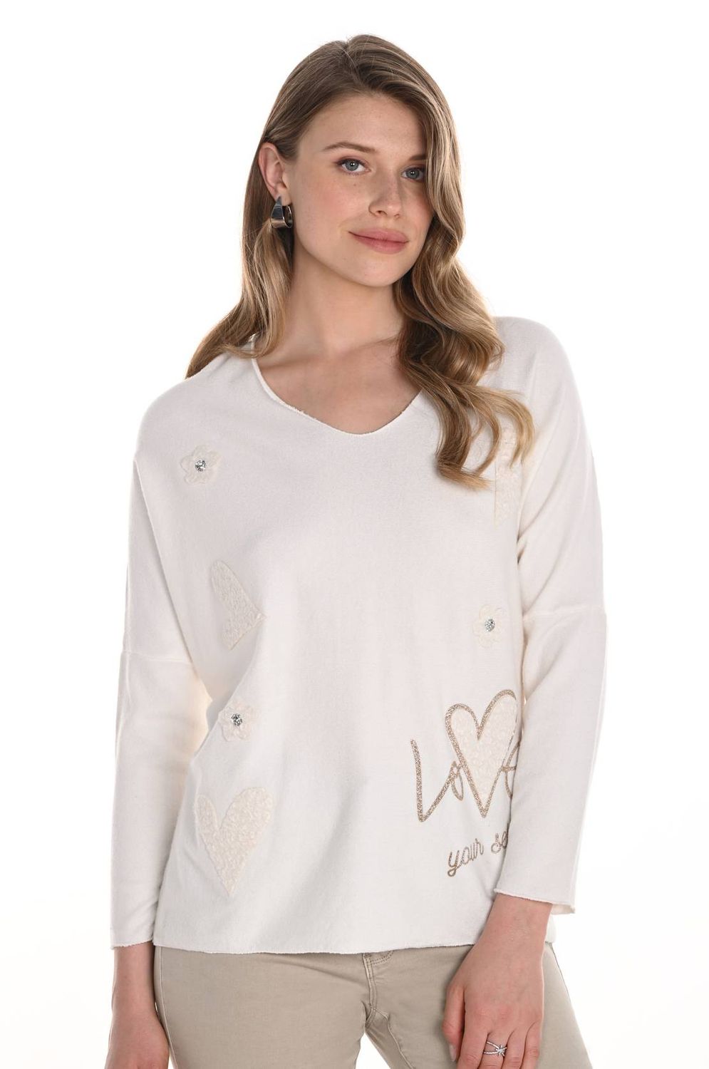 Knit Top Off White 256732, Size: S