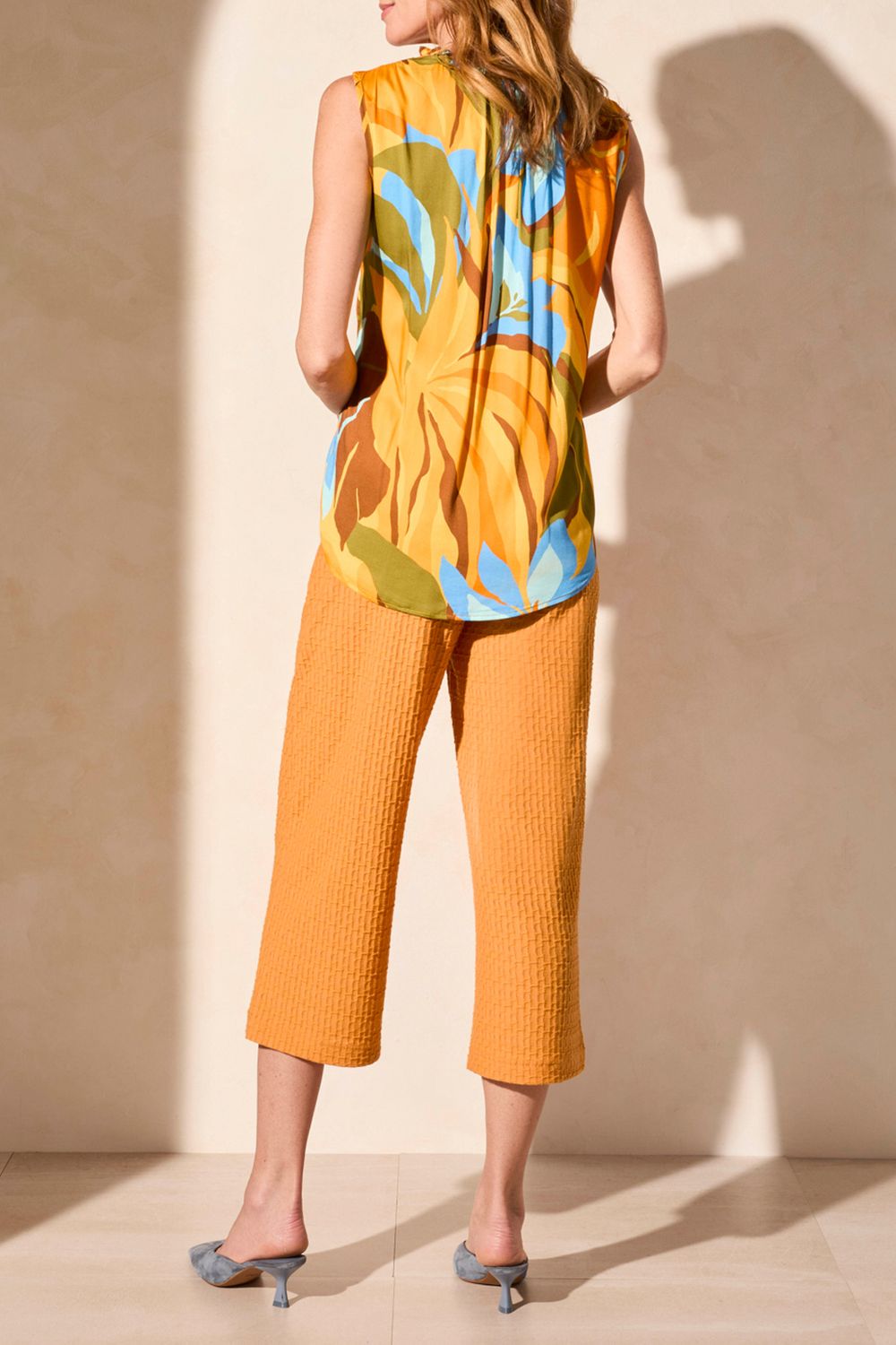 Sleeveless Blouse With Frill Neck 4442O/1434, Color: Sunlight, Size: S