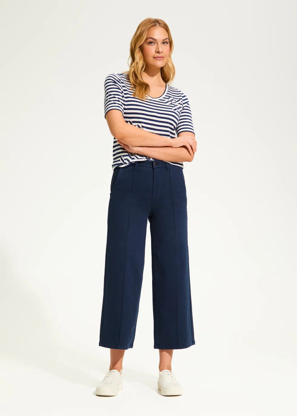 Suzanne Wide Crop 6973511, Color: Navy, Size: 4
