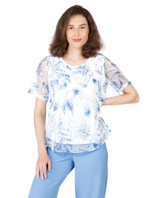 Lace Top V8131, Color: Blue, Size: S