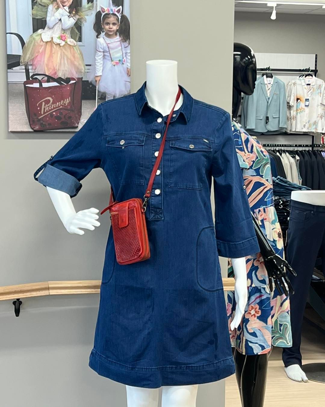 Charlize 3/4 Sleeve Denim Dress 2243