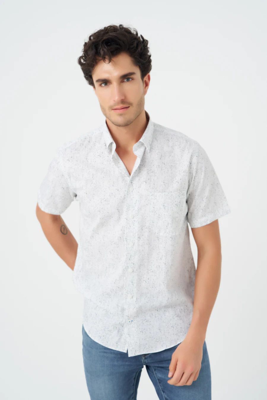 Short Sleeve Non Iron Sports Shirt 624378, Color: Grey, Size: M