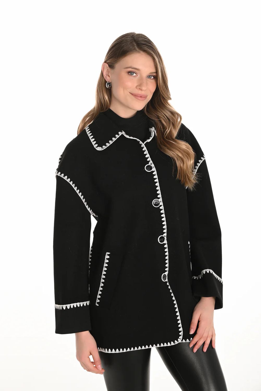 Knit Jacket 253734, Color: Black/Off White, Size: S