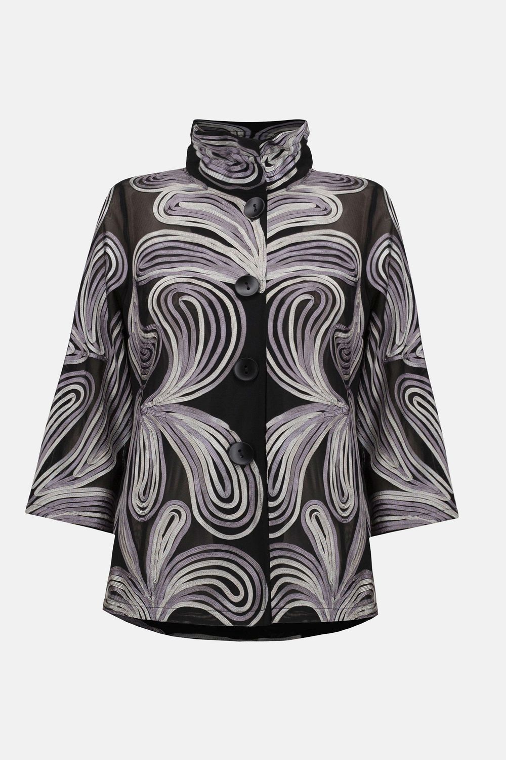 Embroidered Mesh Straight Jacket 253949, Color: Black/Multi, Size: S