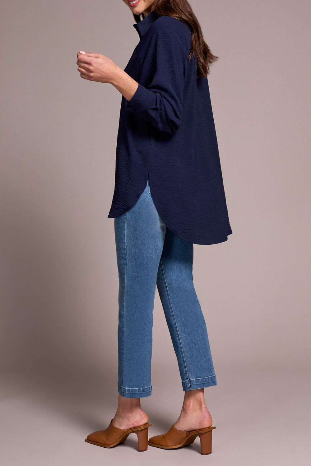 Flowy Raglan Sleeve Shirt 5730O/4835, Color: Nightfall, Size: XS