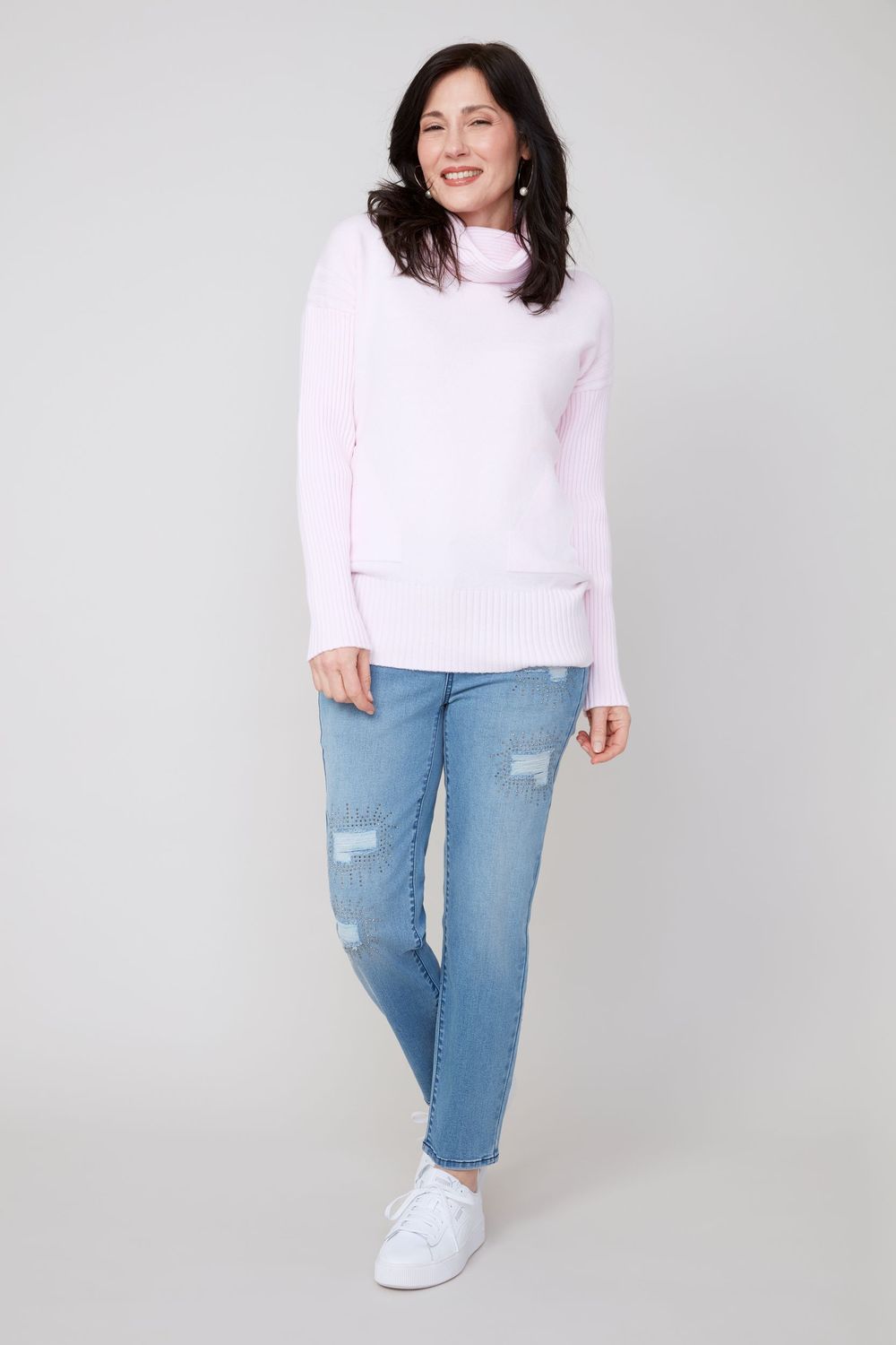 Knit Sweater R6677 3391, Color: Ballerina, Size: XS