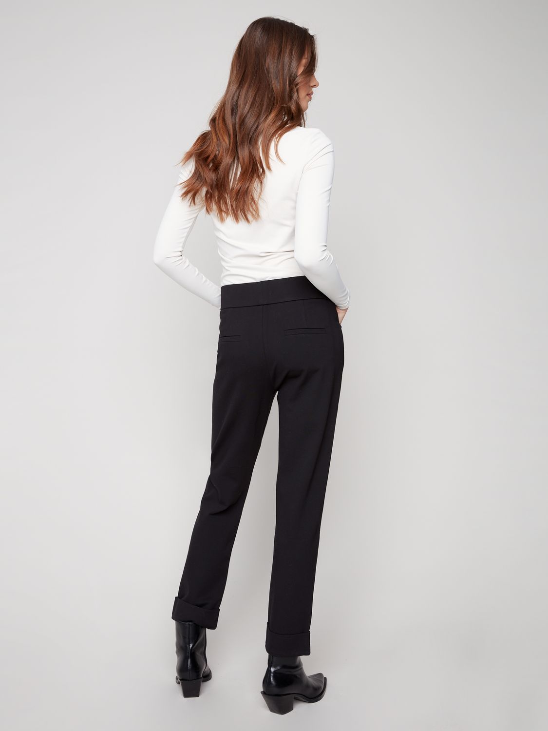 Rolled Cuff Pant With Pockets C5526R/633B, Color: Black, Size: 4