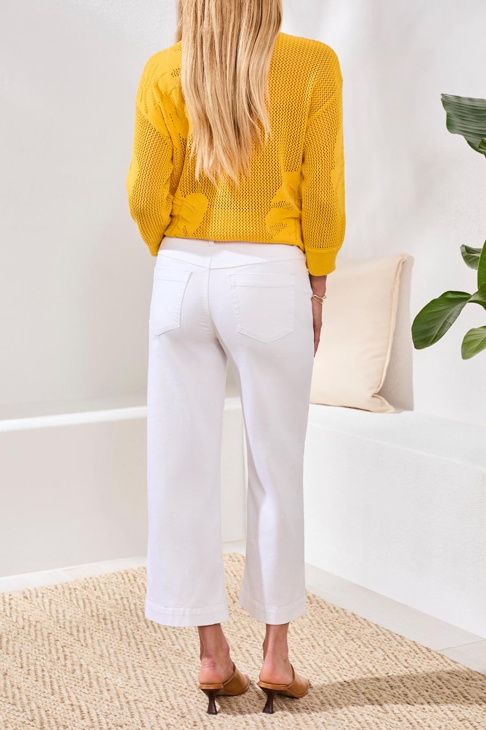 Audrey Wide Crop Jean 6118O-5100W, Color: White, Size: XS