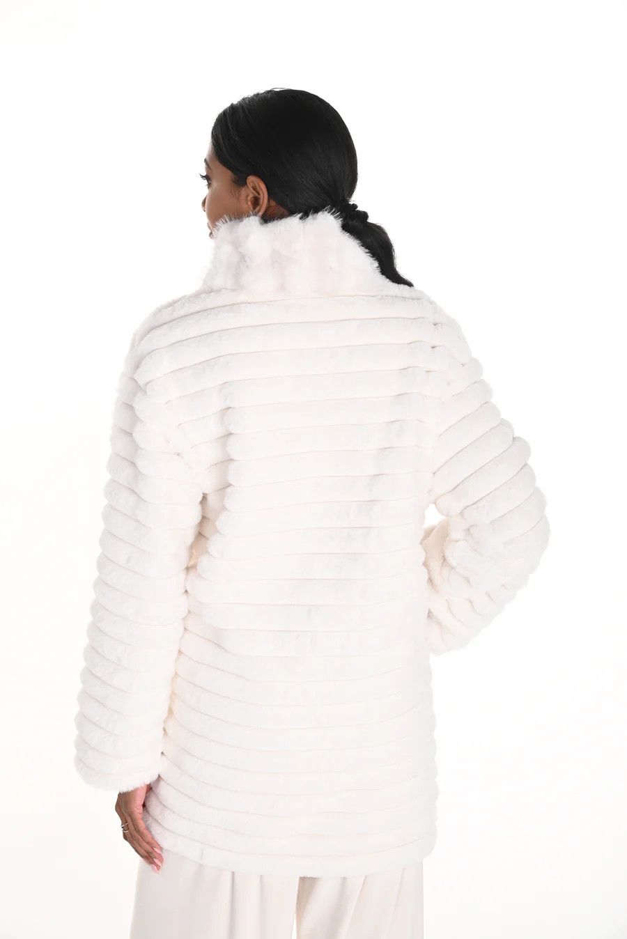 Faux Fur Jacket 259754, Color: Off White, Size: M