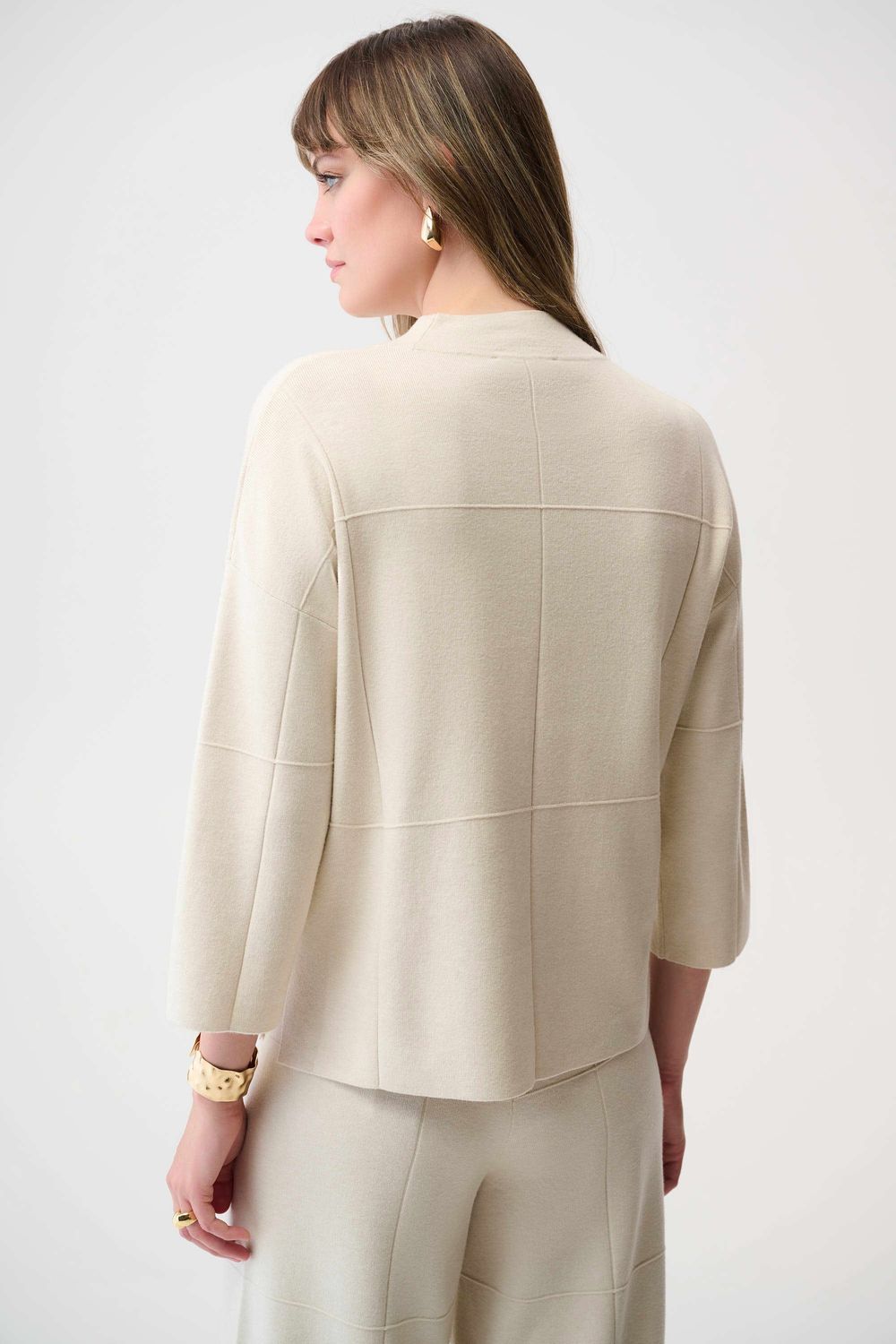 Brushed Viscose Straight Sweater with Mock Neck 261981, Color: Birch Melange, Size: S
