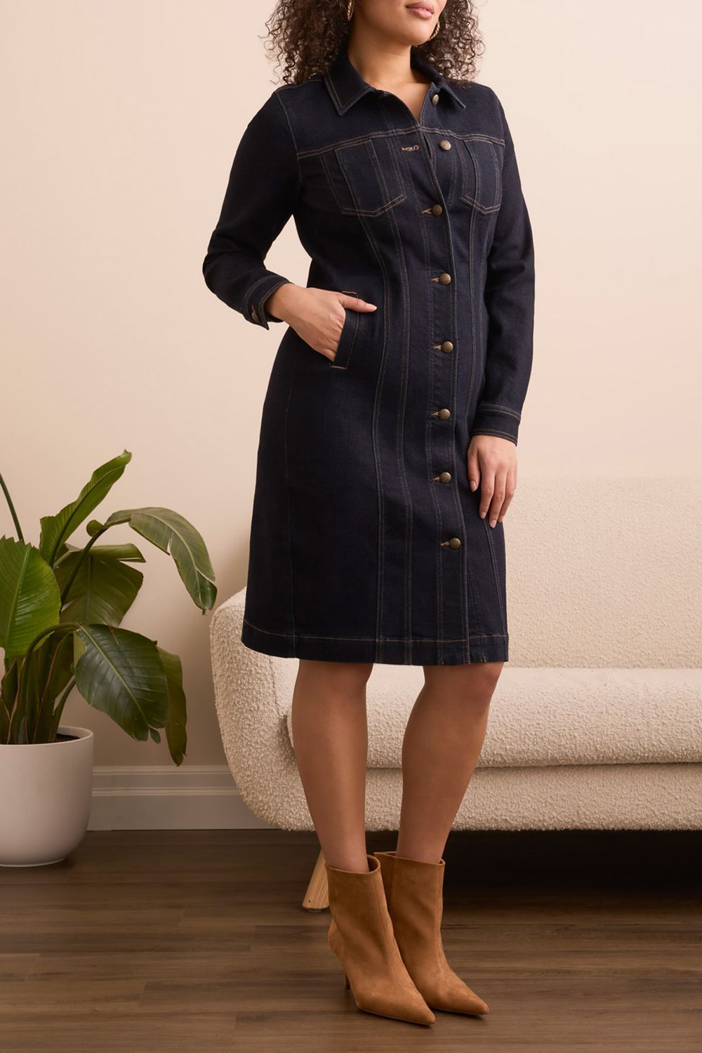 Long Fitted Denim Dress Jacket 5587O/4389, Color: Rinse, Size: 6