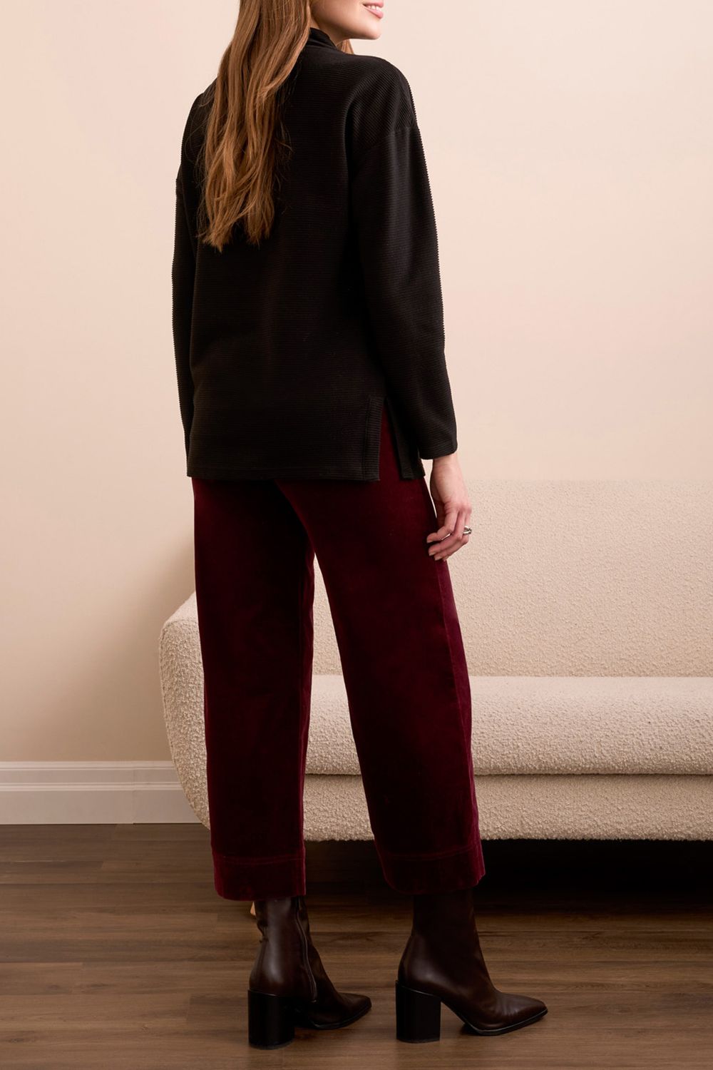 Funnel Neck Tunic W/Side Slits 5898O/5094, Color: H Dk Violet, Size: XS