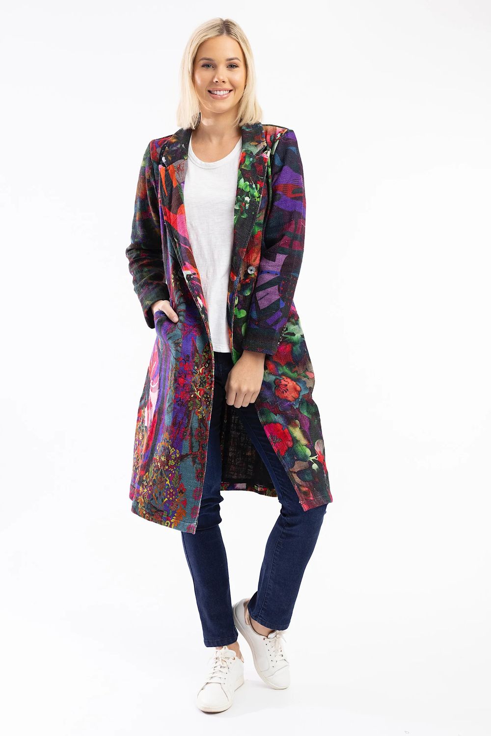 Digital Long Printed Coat 62-470, Color: Jungle, Size: M