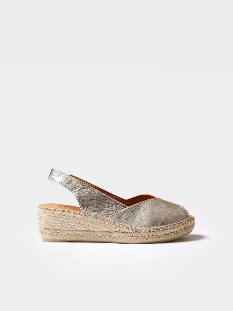 Espadrilles Leather Wedge - BERNIA-PM, Color: Taupe (Floral), Size: 35