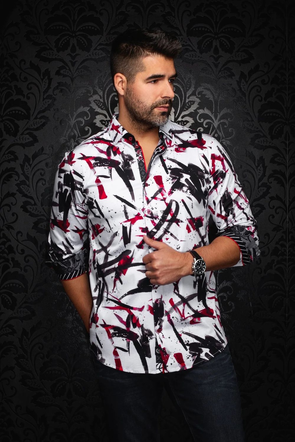 Zander Shirt , Color: White/Red, Size: 3 M