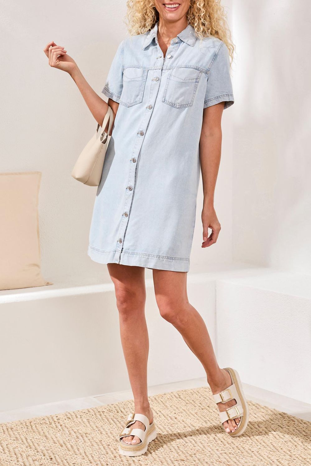 Denim Shirt Dress W Pockets 6143O/1116, Color: Bondi Beach, Size: XS