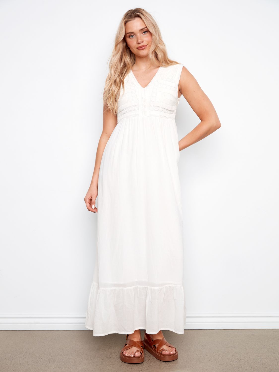 Maxi Dress Empire Seam C3239/554C, Color: Natural, Size: S