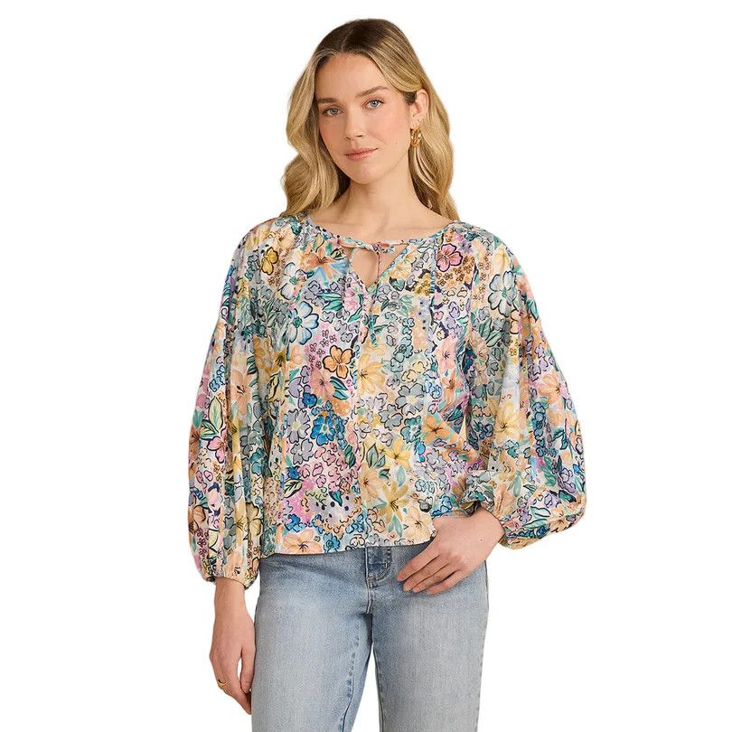 Mixed Print Popover Top 7220152, Color: Ambush Floral, Size: XS