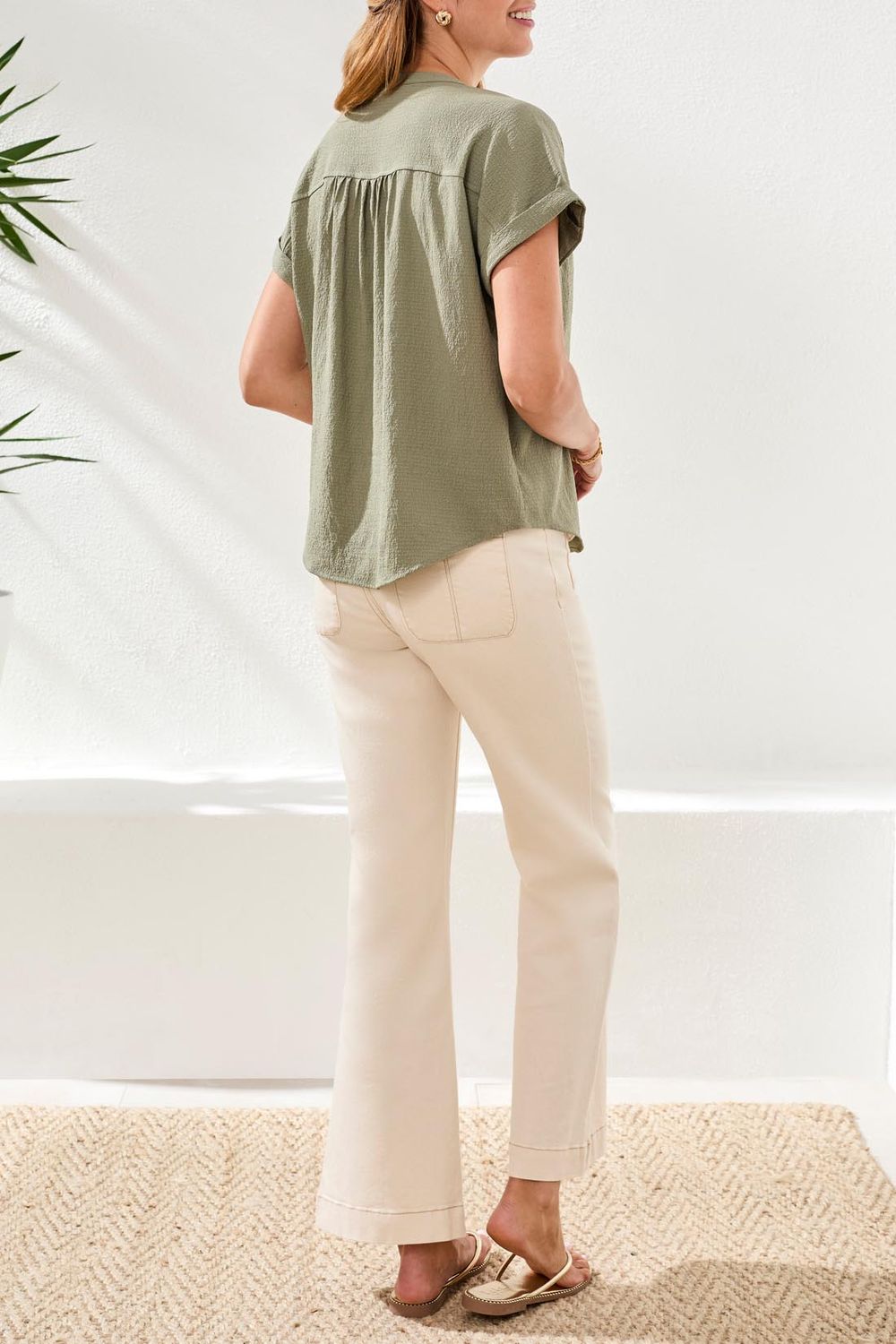 Extended Popover Blouse 6137O/5448, Color: Cactus Clay, Size: XS