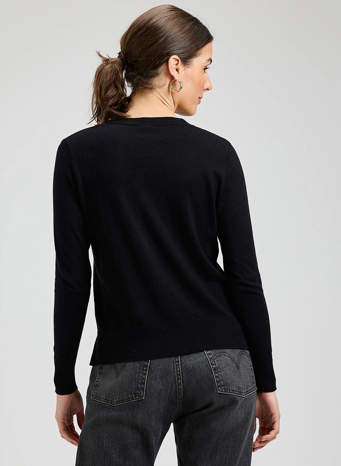 Button Angle Sweater ZP8402U, Color: Black, Size: XS