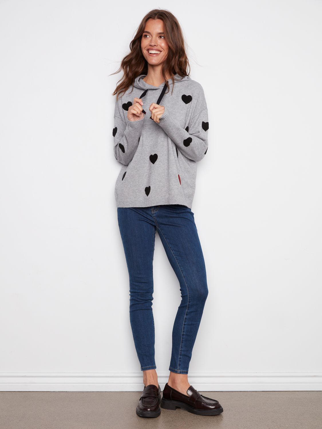 Heart Hoodie C2436Y/736A, Color: H Grey, Size: S