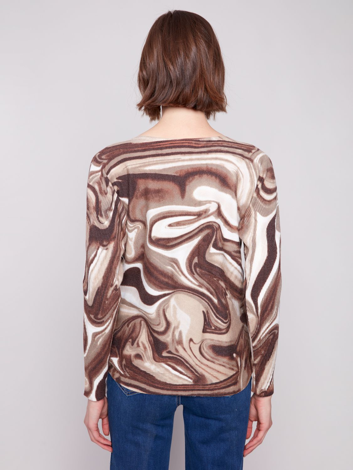 Boat Neck Sweater C2871P/464A, Color: Swirls, Size: S