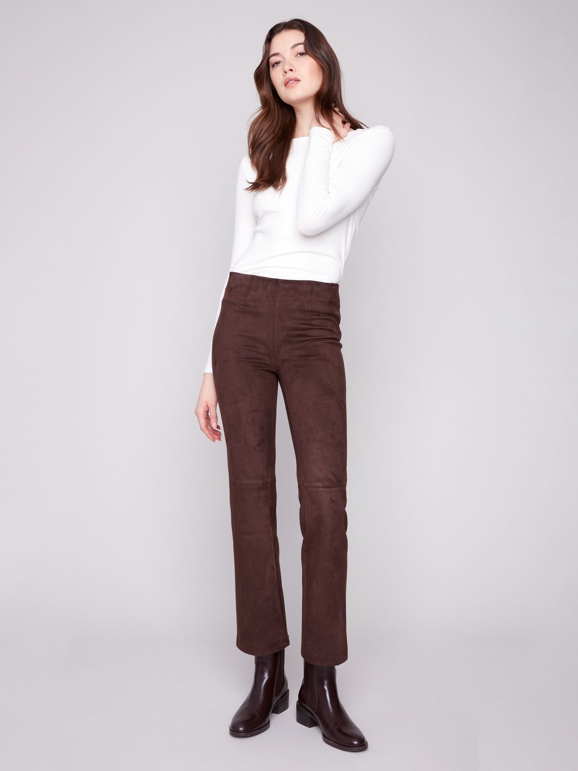 Faux Leather Pull On Pant C5685/375C, Color: Black, Size: 6