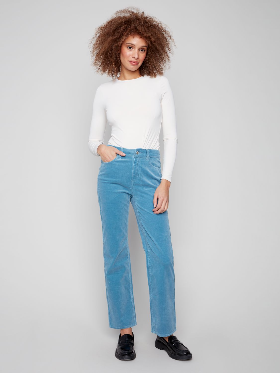 Straight Leg Corduroy Pants C5684/660B, Color: Oxford, Size: 4