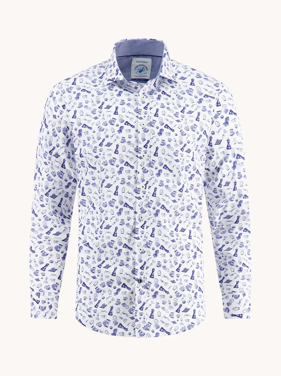 Long Sleeve Chess Shirt 32.002, Color: 101 White, Size: M (US)